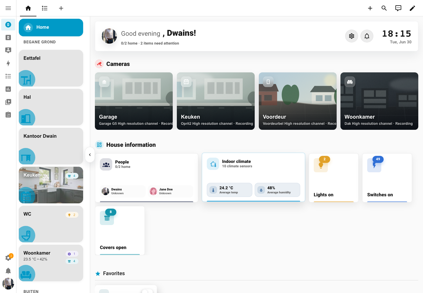 Dwains Dashboard Next desktop home screen in light mode
